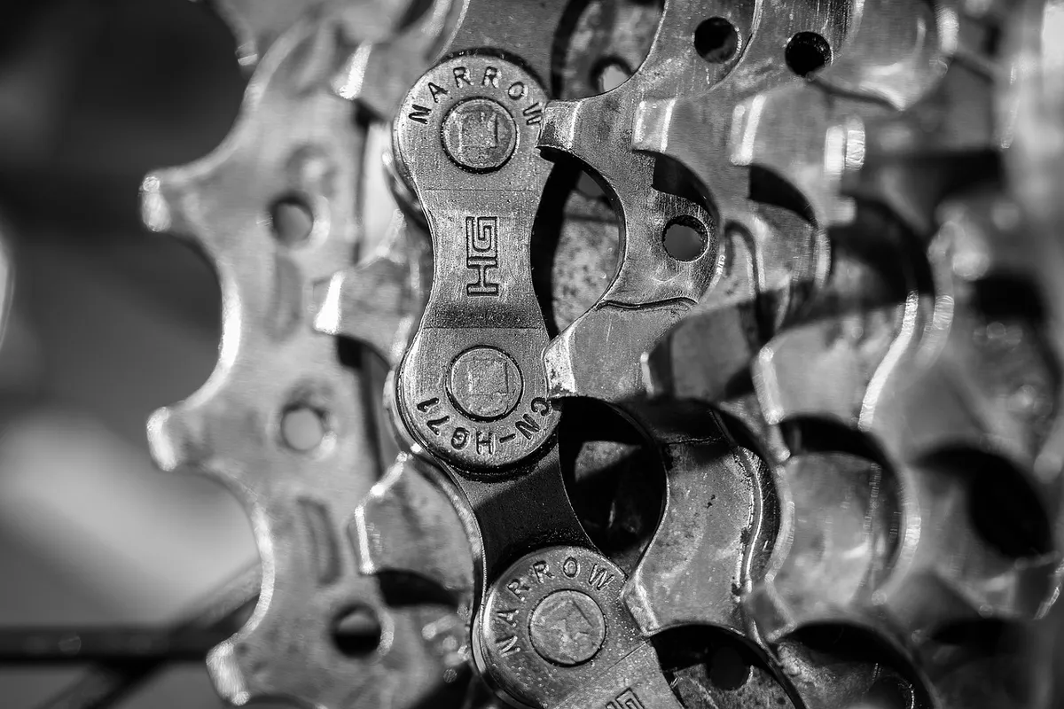gears, bicycle, chain, transmission, metal, bike, mechanics, mechanical, cogwheel, monochrome, black and white, gears, bicycle, bicycle, bicycle, bicycle, chain