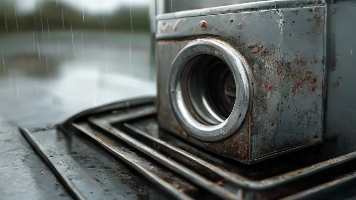 A washer showing signs of wear and tear.