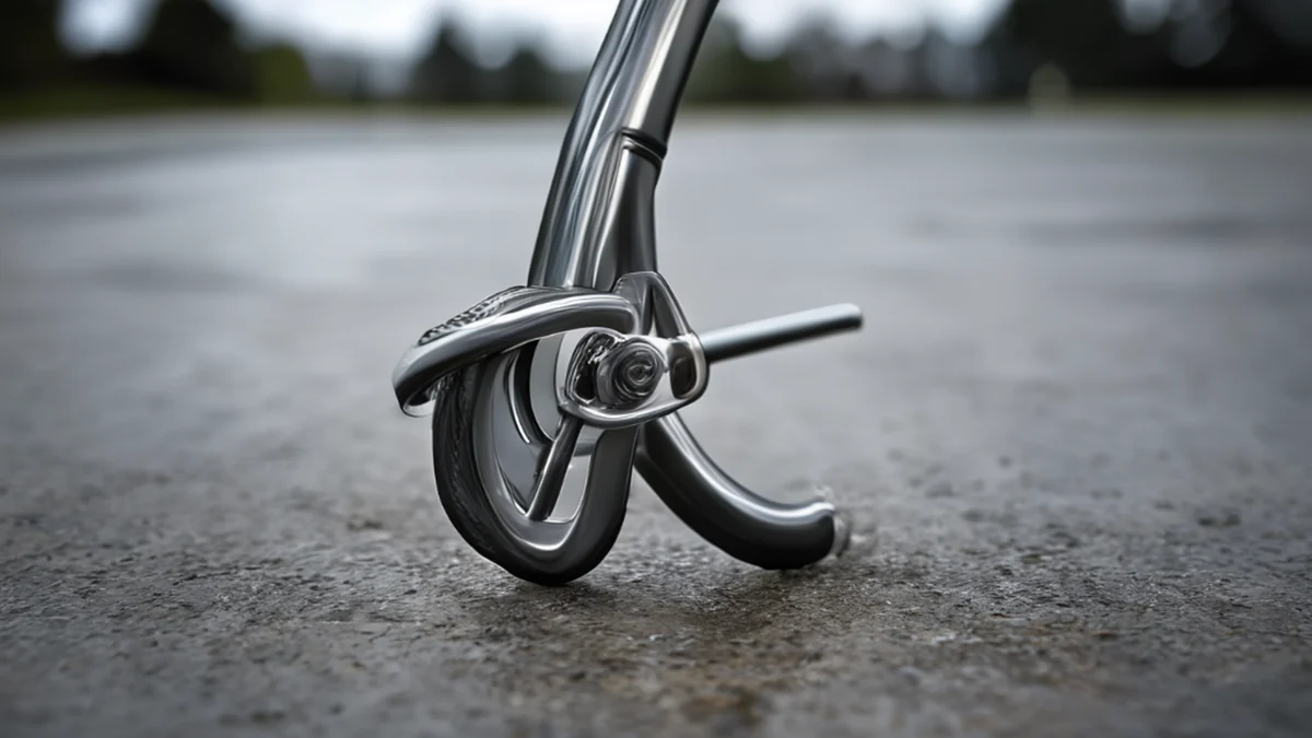 Bike Pedal Stem montre des composants métalliques et une pièce de chaîne.