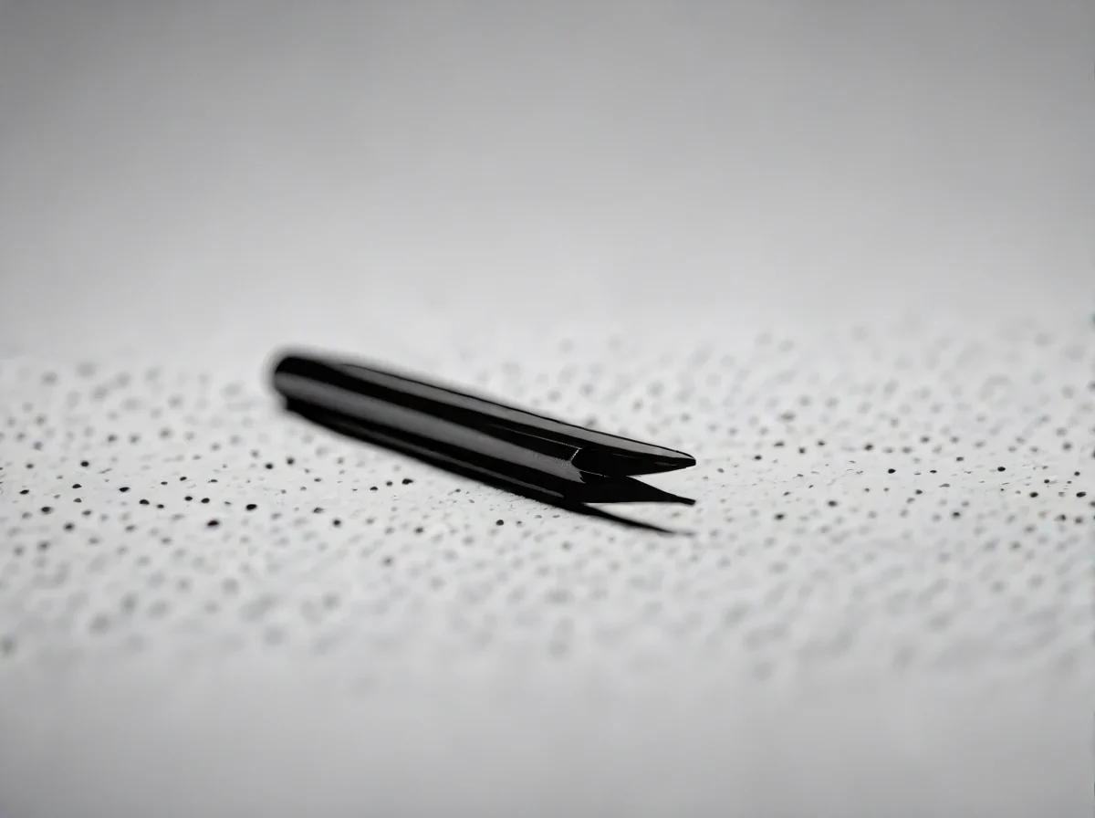 Primo piano della punta fine in feltro di un eyeliner liquido nero
